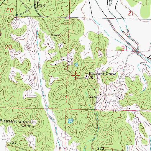 Topographic Map of Pleasant Grove Church, MS