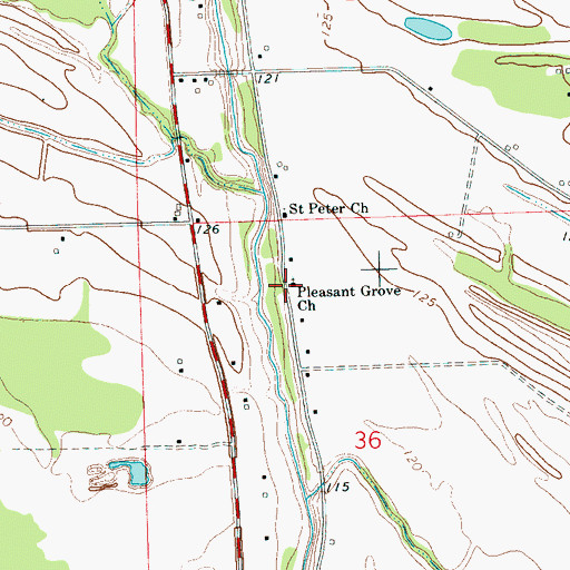 Topographic Map of Pleasant Grove Church, MS