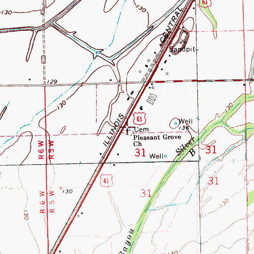 Topographic Map of Pleasant Grove Church, MS