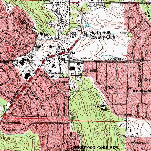 Topographic Map of North Hills School, AR