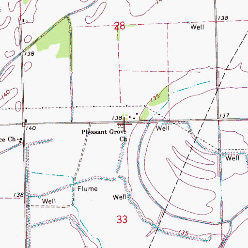 Topographic Map of Pleasant Grove Church, MS