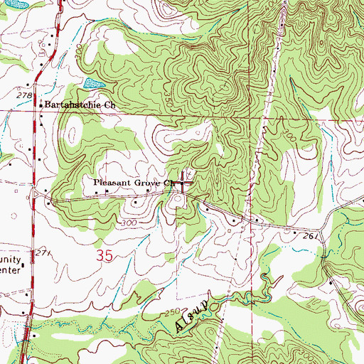 Topographic Map of Pleasant Grove Church, MS