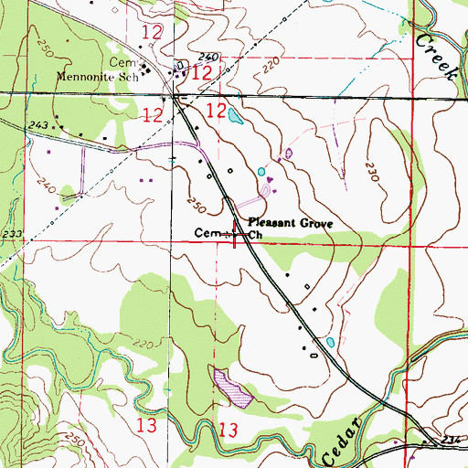 Topographic Map of Pleasant Grove Missionary Baptist Church, MS