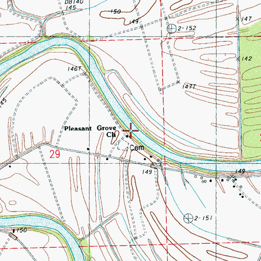 Topographic Map of Pleasant Grove Church, MS