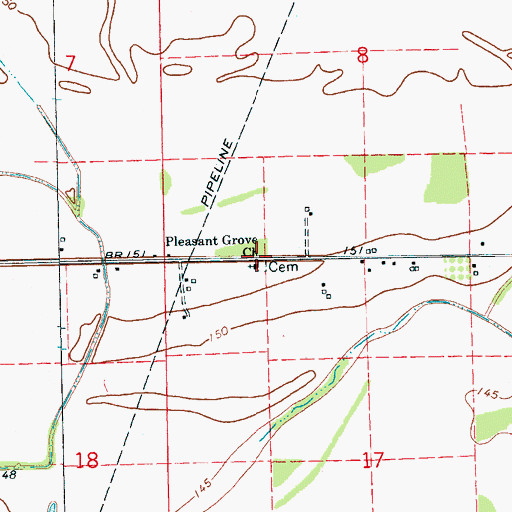 Topographic Map of Pleasant Grove Church, MS