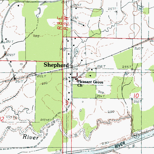 Topographic Map of Pleasant Grove Church, MS