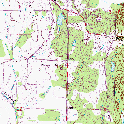 Topographic Map of Pleasant Grove Missionary Baptist Church, MS