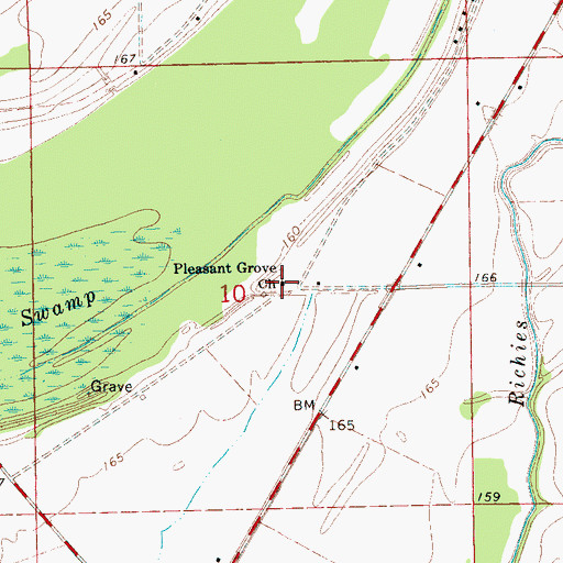 Topographic Map of Pleasant Grove Church, MS