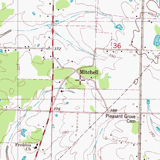 Topographic Map of Pleasant Grove Church, MS