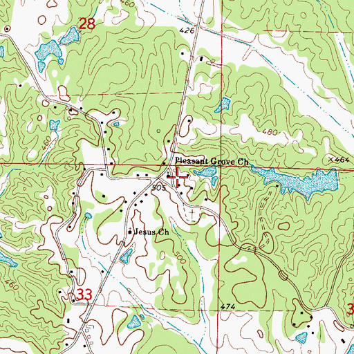 Topographic Map of Pleasant Grove Church, MS