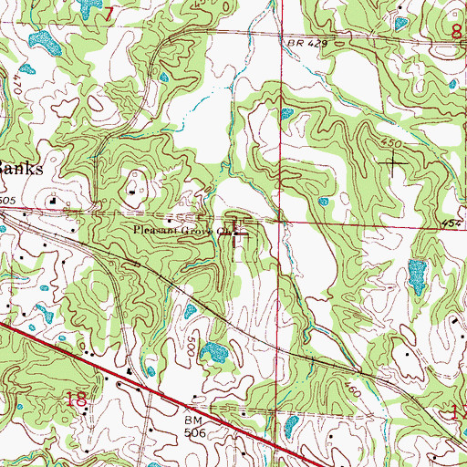 Topographic Map of Pleasant Grove Church, MS
