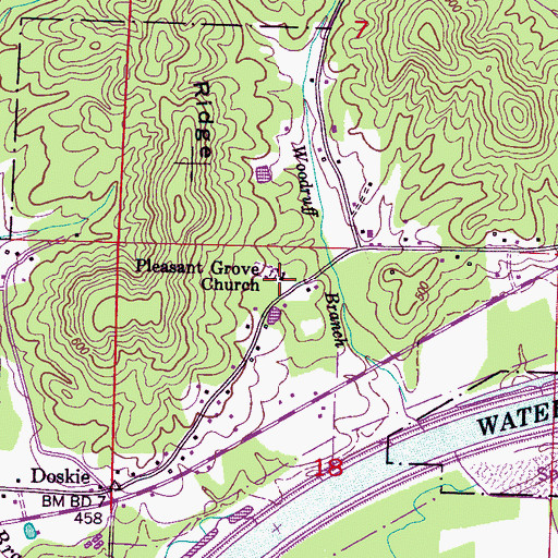 Topographic Map of Pleasant Grove Church, MS