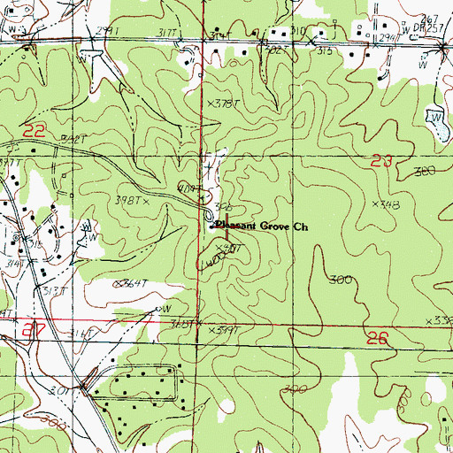 Topographic Map of Pleasant Grove School, MS