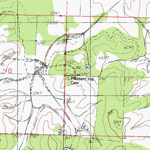 Topographic Map of Pleasant Hill Cemetery, MS