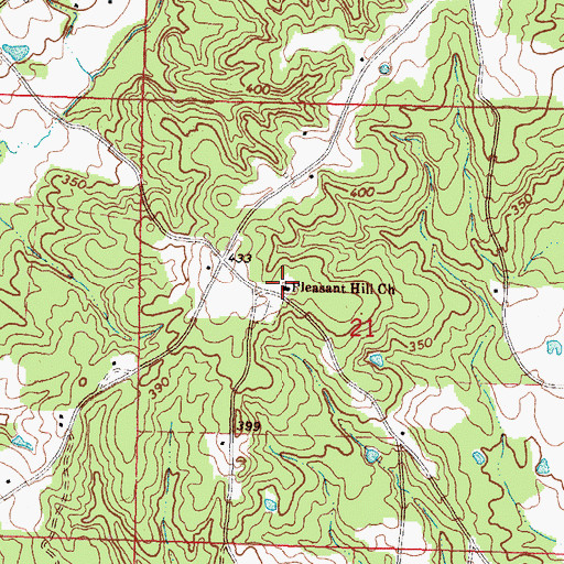 Topographic Map of Pleasant Hill Church, MS