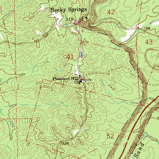 Topographic Map of Pleasant Hill Church, MS