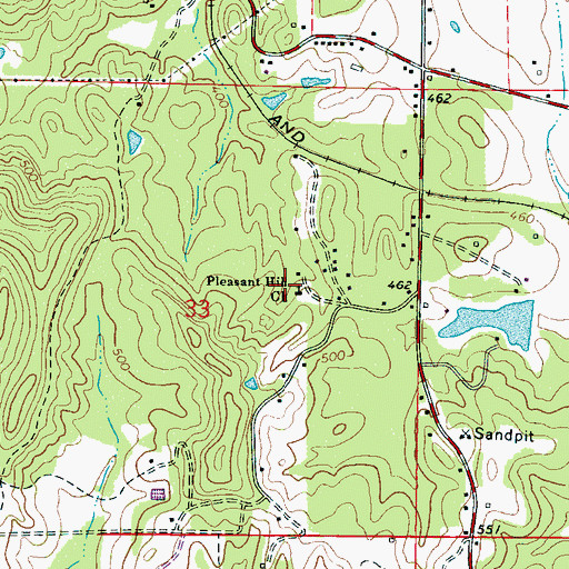 Topographic Map of Pleasant Hill Baptist Church, MS