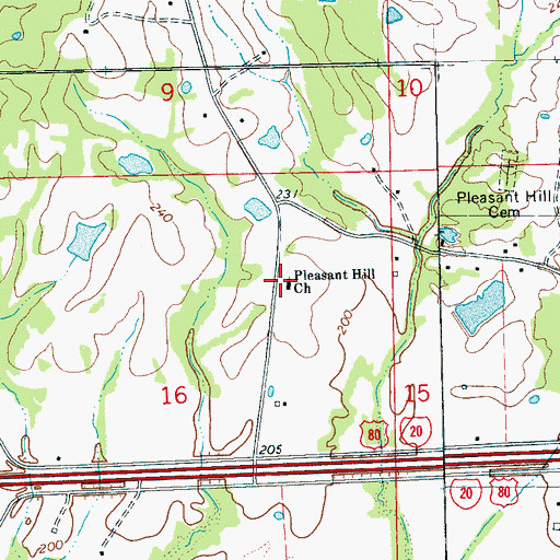Topographic Map of Pleasant Hill Church, MS