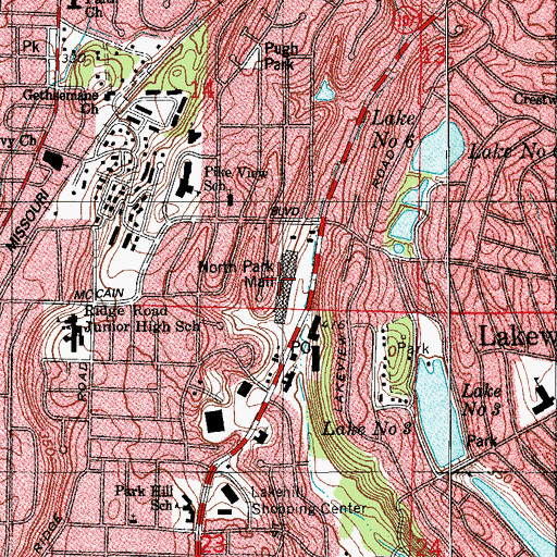 Topographic Map of North Park Mall Shopping Center, AR