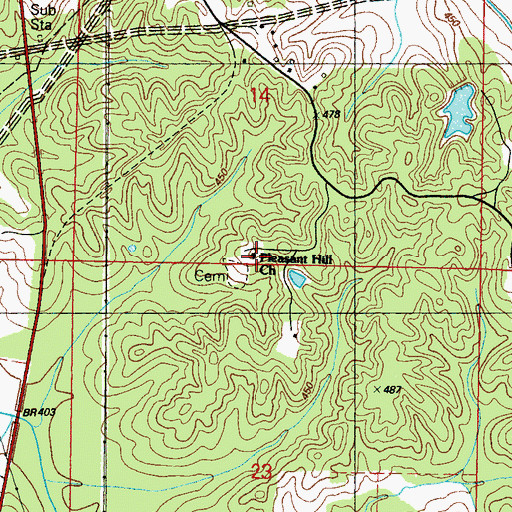 Topographic Map of Pleasant Hill Church, MS