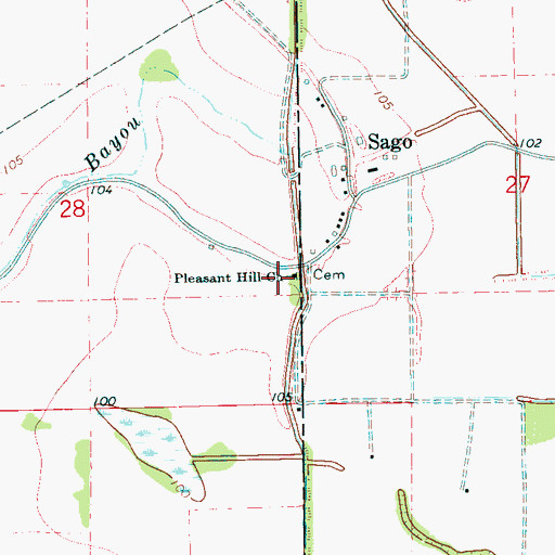 Topographic Map of Pleasant Hill Church, MS