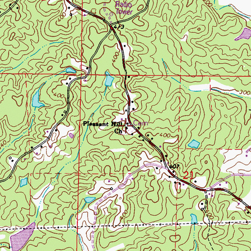 Topographic Map of Pleasant Hill Church, MS