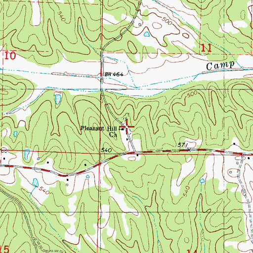 Topographic Map of Pleasant Hill Church, MS