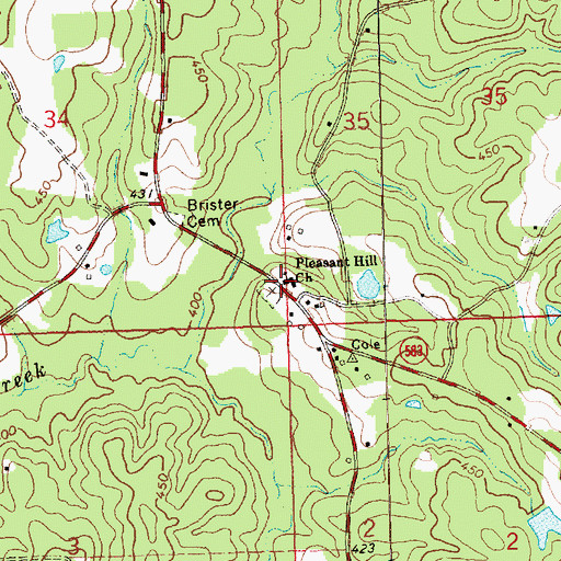Topographic Map of Pleasant Hill Church, MS