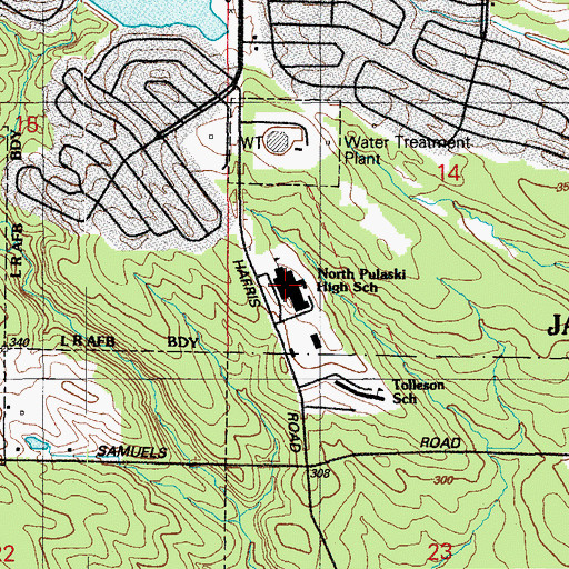 Topographic Map of Jacksonville Middle School, AR