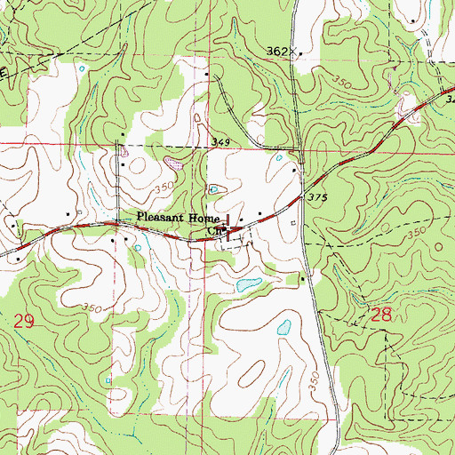 Topographic Map of Pleasant Home Church, MS