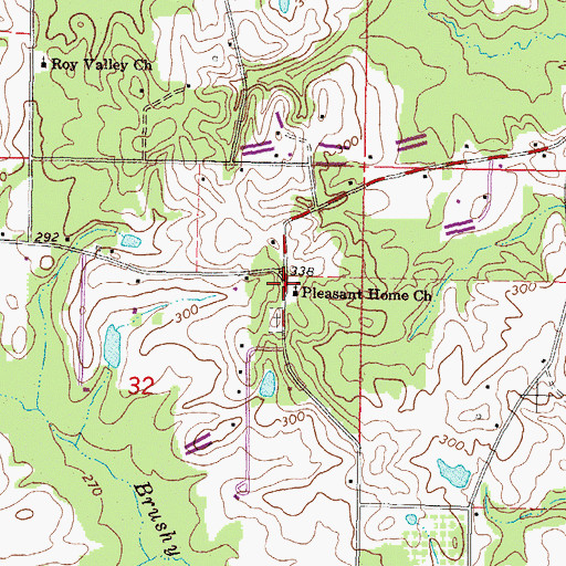 Topographic Map of Pleasant Home Baptist Church, MS