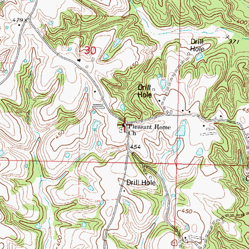 Topographic Map of Pleasant Home Church, MS