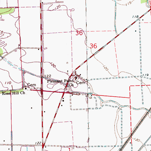 Topographic Map of Pleasant Point Church, MS