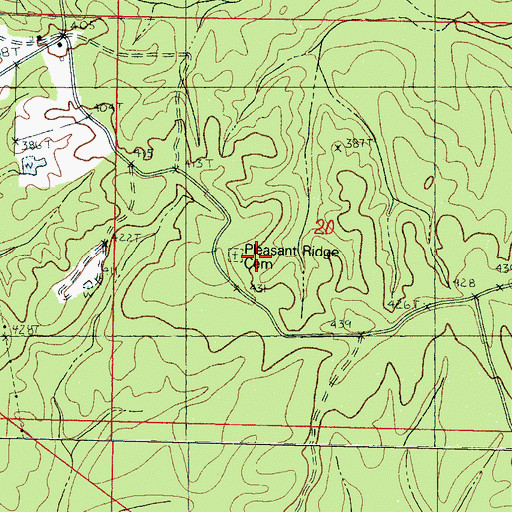 Topographic Map of Pleasant Ridge Cemetery, MS