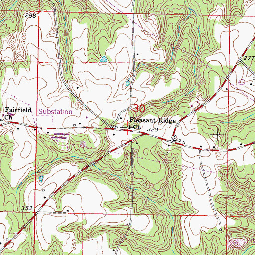 Topographic Map of Pleasant Ridge Church, MS