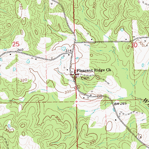 Topographic Map of Pleasant Ridge Church, MS