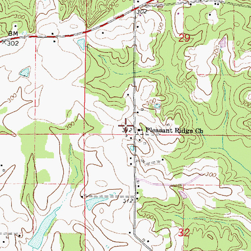 Topographic Map of Pleasant Ridge Church, MS