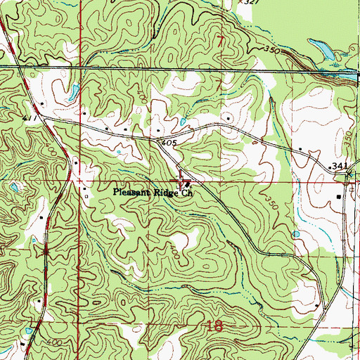 Topographic Map of Pleasant Ridge Baptist Church, MS