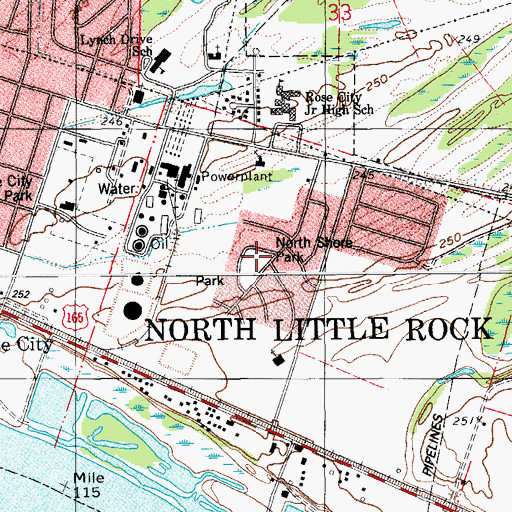 Topographic Map of North Shore Park, AR