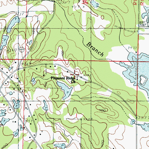 Topographic Map of Pleasant Ridge Baptist Church, MS