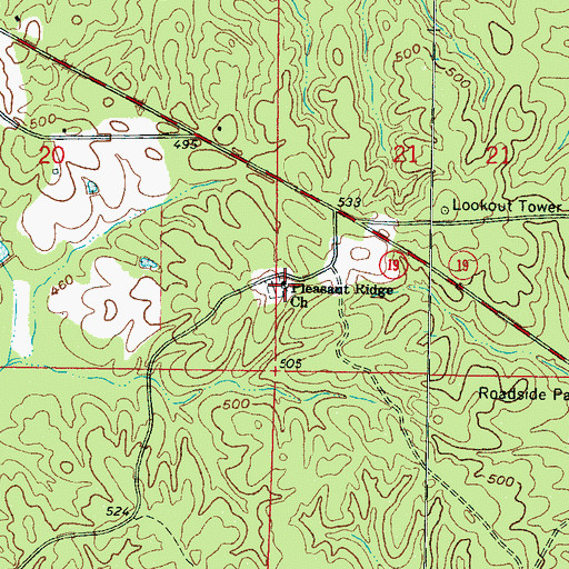 Topographic Map of Pleasant Ridge Church, MS