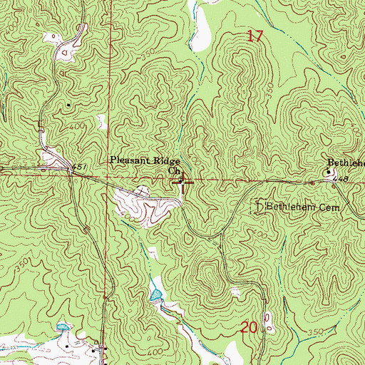 Topographic Map of Pleasant Ridge Baptist Church, MS