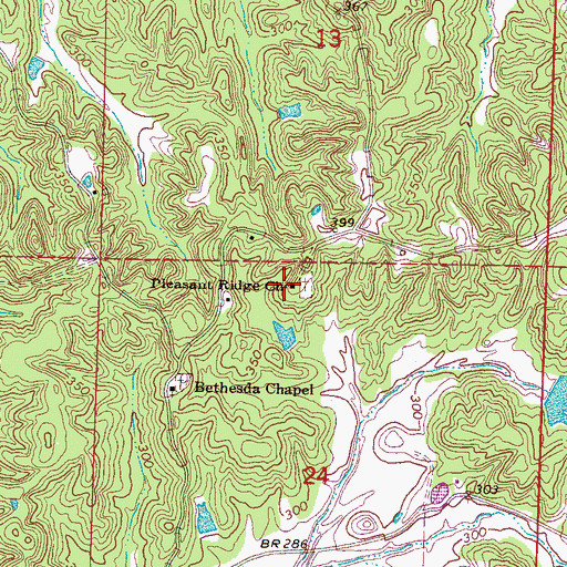 Topographic Map of Pleasant Ridge Church, MS