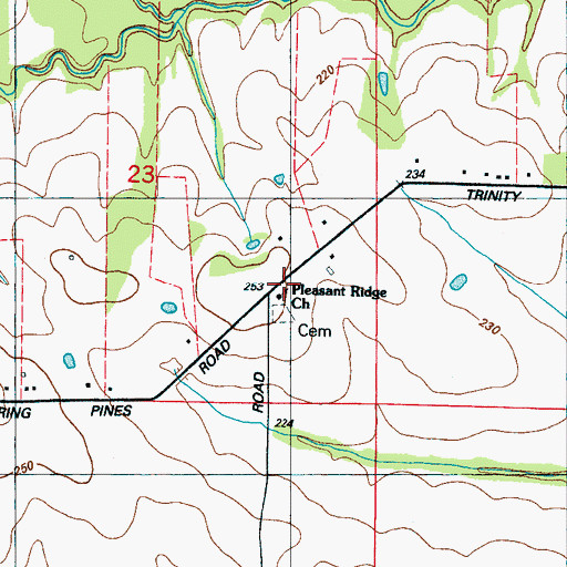 Topographic Map of Pleasant Ridge Church, MS