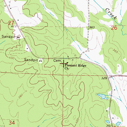 Topographic Map of Pleasant Ridge Church, MS