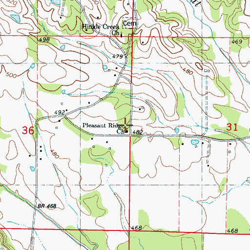 Topographic Map of Pleasant Ridge Church, MS
