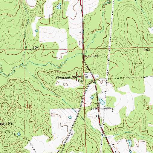 Topographic Map of Pleasant Spring Church, MS