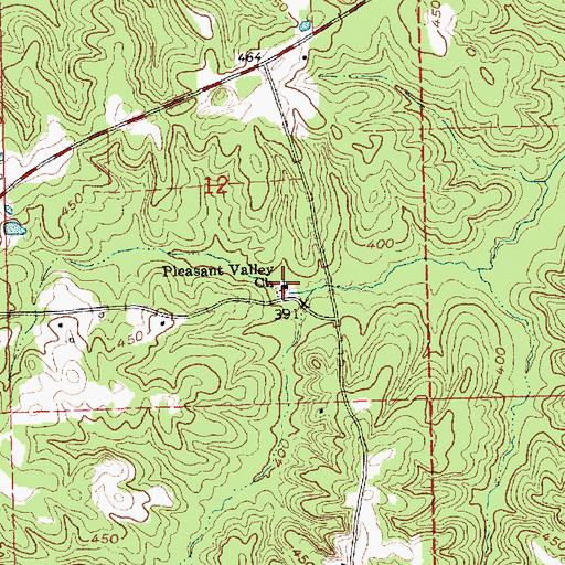 Topographic Map of Pleasant Valley Church, MS