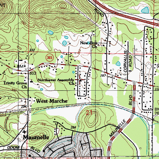 Topographic Map of Northwest Assembly Church, AR