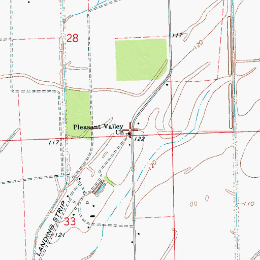 Topographic Map of Pleasant Valley Church, MS